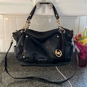 Michael Kors Large Black Leather Shoulder & Crossbody Purse